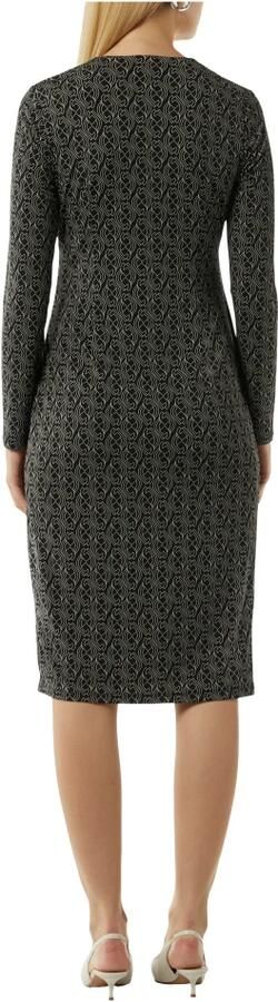 Comma jurk met all over print en plooien zwart wit - Foto 6