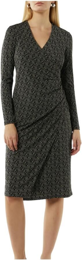 Comma jurk met all over print en plooien zwart wit - Foto 5