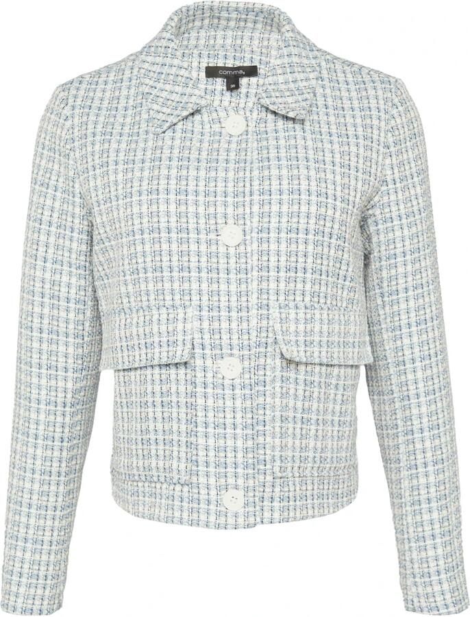 Comma Korte Tweedjas Casual Look Blue Dames - Foto 7