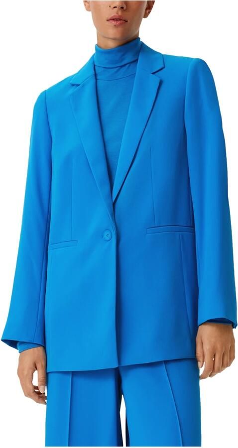 Comma Lange Crêpe Blazer Blue Dames