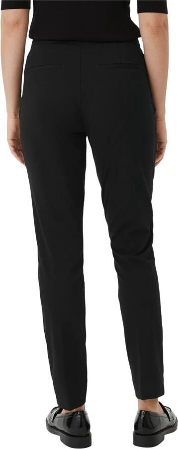Comma Slim fit stoffen broek van viscosemix met logo-applicatie