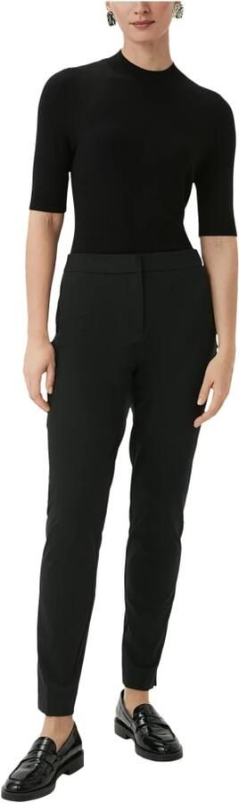 Comma Slim fit stoffen broek van viscosemix met logo-applicatie - Foto 3