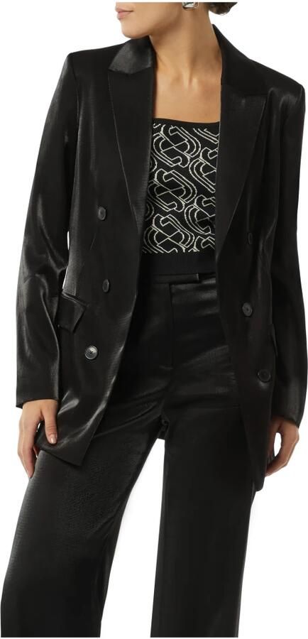 Comma Stijlvolle Blazer met Oplopende Reverskraag Black Dames