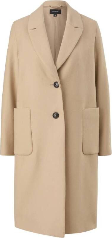 Comma Single-Breasted Coats Beige Dames