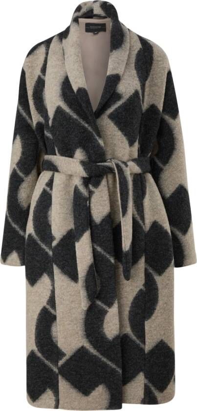 comma Outdoor Wollen Jas Beige Dames