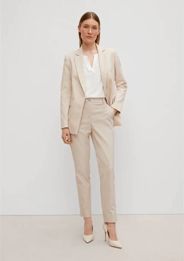 Comma Straight Trousers Beige Dames