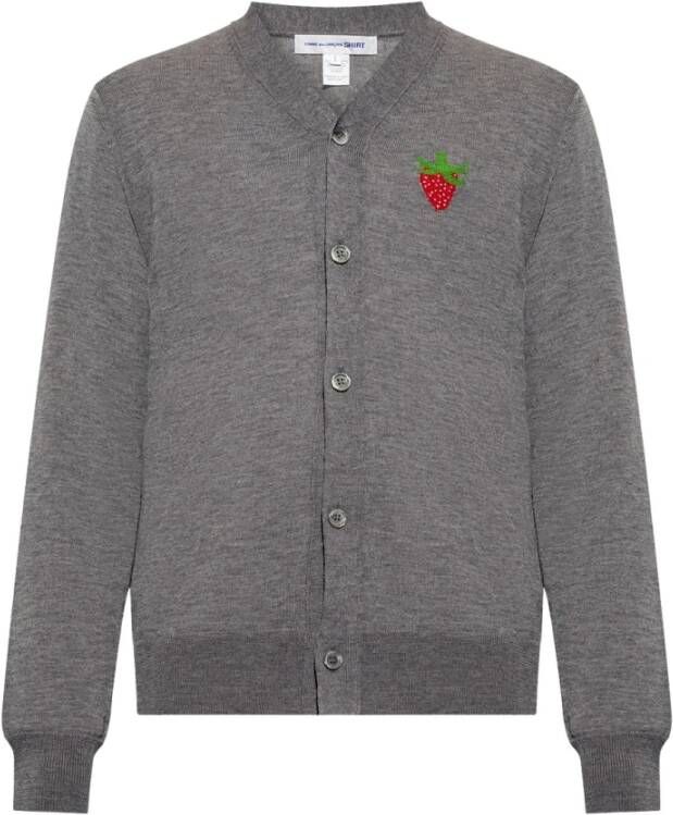 Comme des Garçons Wollen Cardigan met Aardbeienmotief Gray Heren
