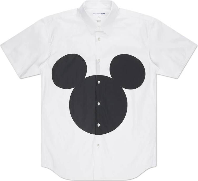 Comme des Garçons Ss23 Geweven Shirt met Zwarte Print White Heren
