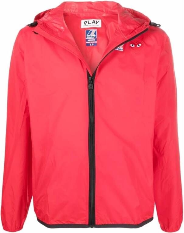 Comme des Garçons Play Rode Hooded Rits Buitenkleding Jas Pink Heren