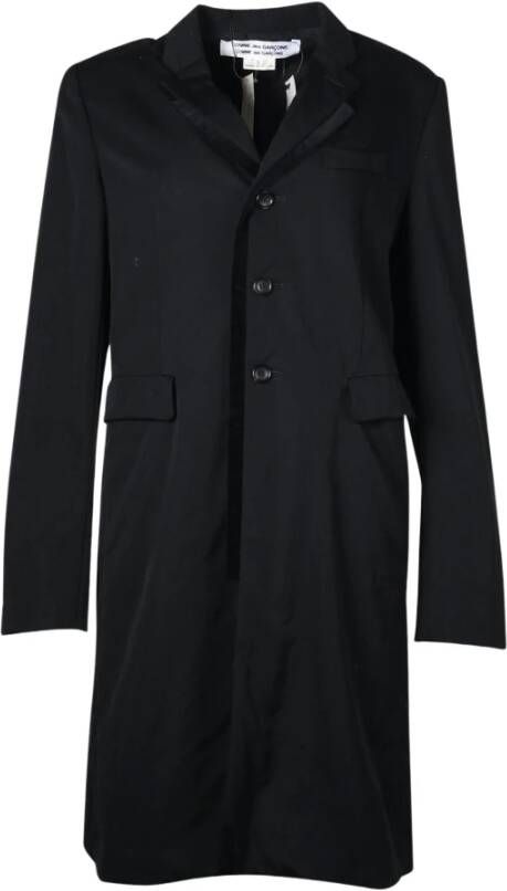 Comme des Garçons Lange zwarte wollen jas met fluwelen afwerking Black Dames