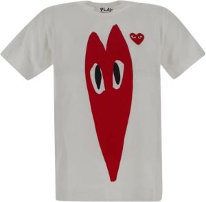 Comme des Garçons Play Dubbel vervormd hart T-shirt Wit Dames