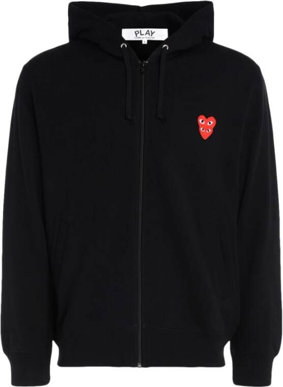 Comme des Garçons Play Heart Logo Zipped Hoodie Zwart Heren