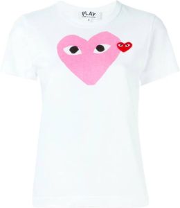 Comme des Garçons Play Logo Print T-shirt Roze Dames