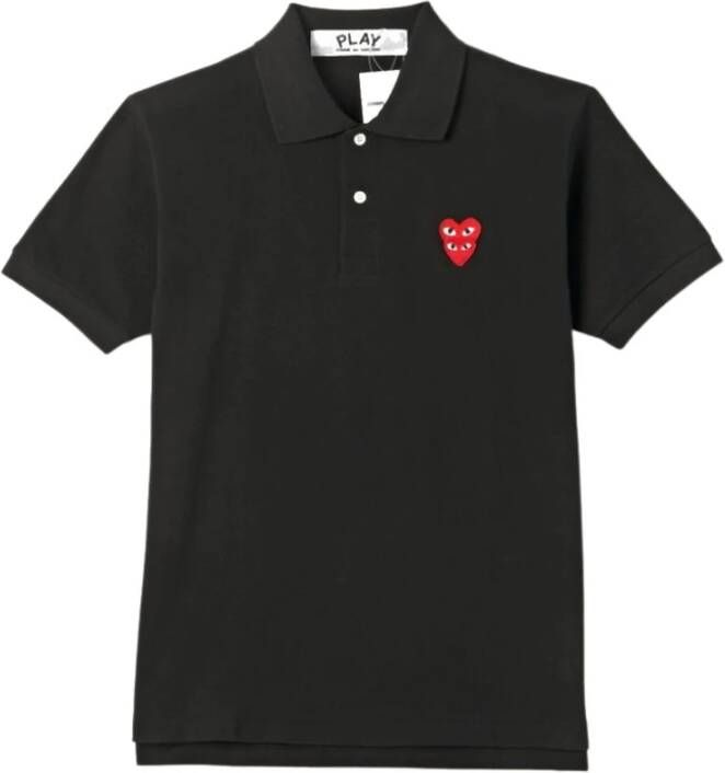 Comme des Garçons Play Embroidered Logo Polo Shirt Black Heren