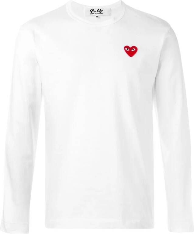 Comme des Garçons Play Geborduurd hart T-shirt White Heren