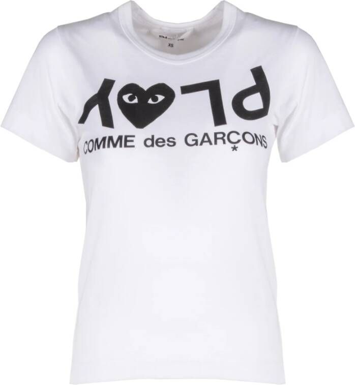 Comme des Garçons Play Stijlvol Wit Logo Print T-Shirt White Dames