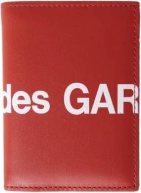Comme des Garçons Maxi Logo Leren Bifold Portemonnee Red Heren