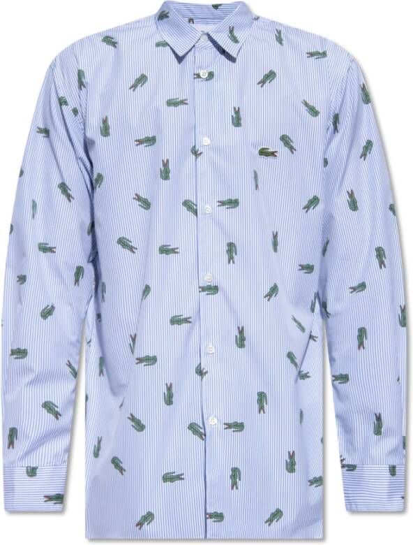 Comme des Garçons Gestreept Oxford Overhemd met Krokodilmotief Blue Heren