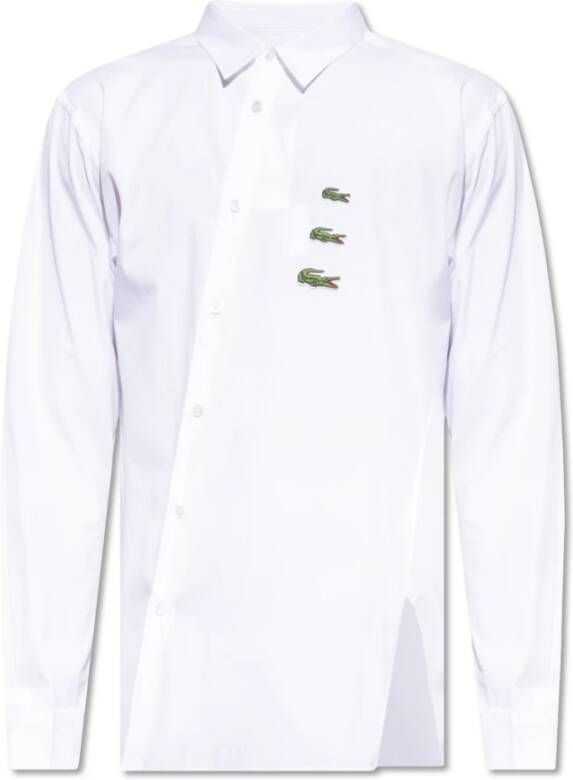 Comme des Garçons Logo Gedraaid Overhemd van Katoen Poplin White Heren