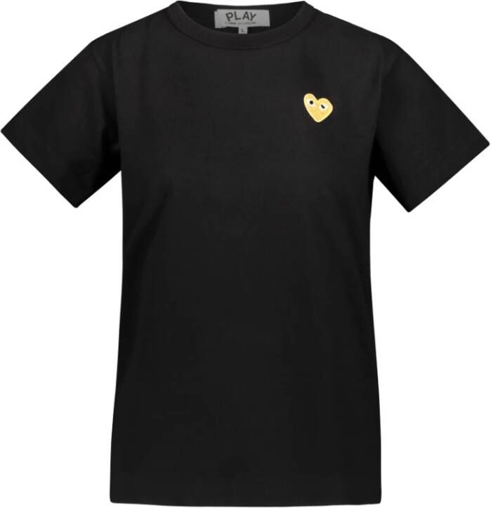 Comme des Garçons T-shirt met gouden hart borduursel Zwart Dames