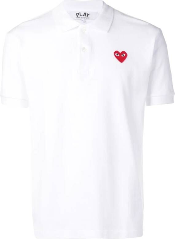 Comme des Garçons Wit Logo Katoenen Poloshirt White Heren