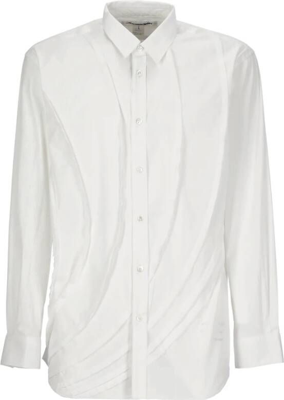 Comme des Garçons Witte Geplooide Katoenen Overhemd voor Heren Wit Heren