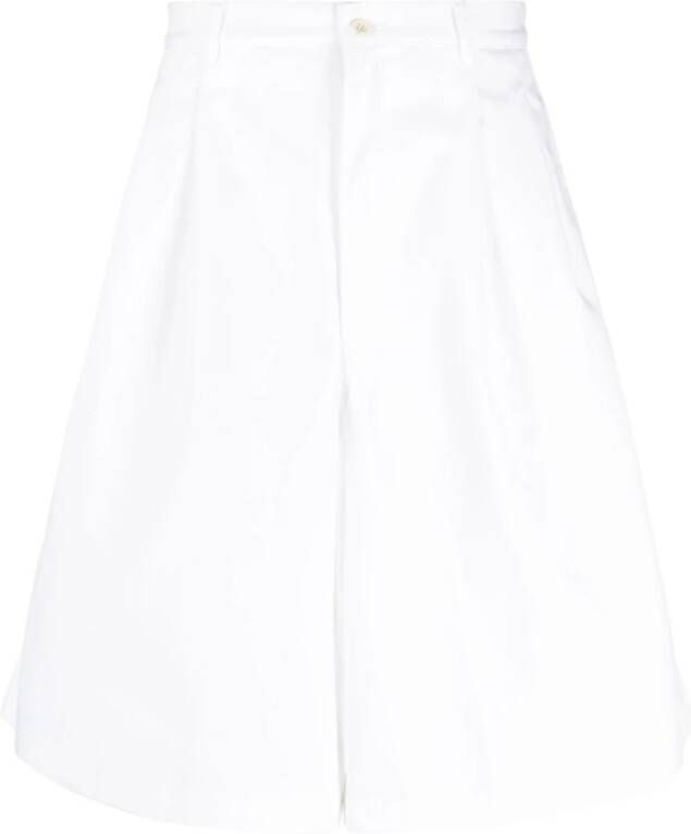 Comme des Garçons Witte Geplooide Uitlopende Bermuda Shorts White Heren