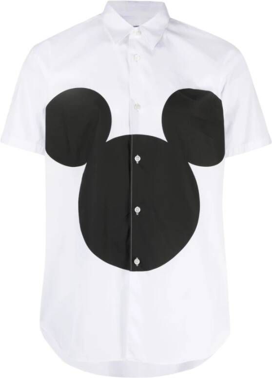 Comme des Garçons Witte Mickey-Print Katoenen Overhemd Wit Heren