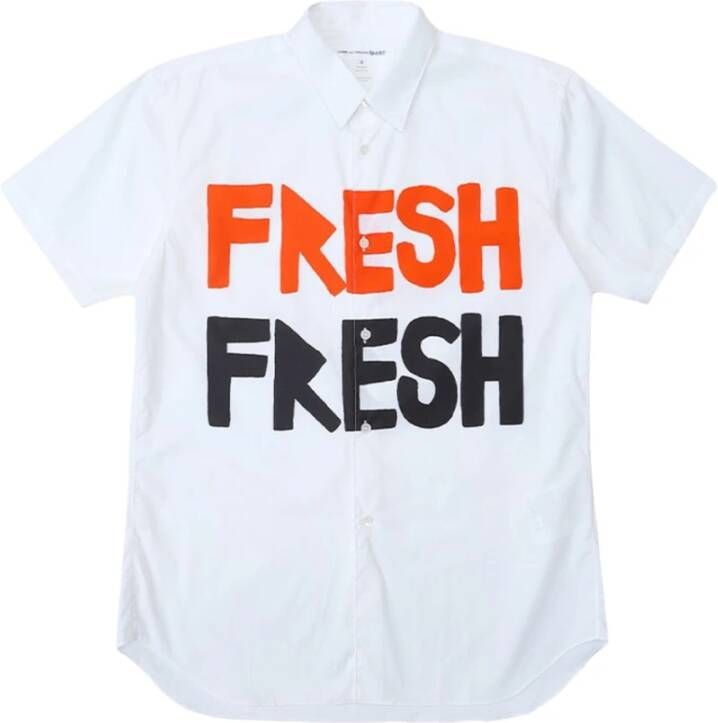 Comme des Garçons Witte x Print Herenoverhemd White Heren