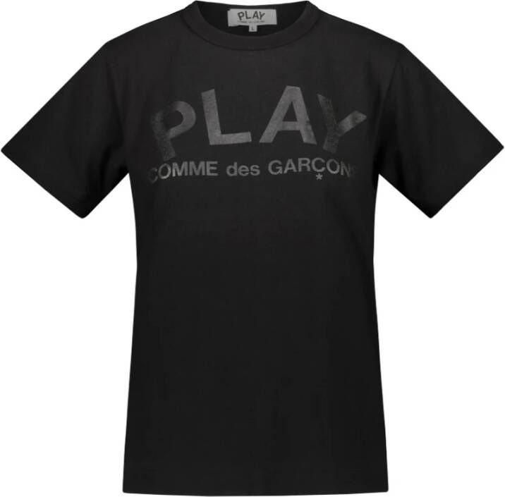 Comme des Garçons Zwart T-shirt met zwarte bedrukte logo Zwart Dames