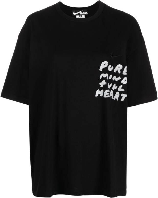 Comme des Garçons Zwarte Nike Katoenen T-shirt met Swoosh Logo Zwart Heren