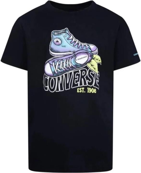 Converse Katoenen T-shirt met korte mouwen Black Heren