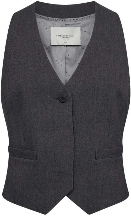 Copenhagen Muse Grijze Melange Tailor Vest met Knopen en Zakken Gray Dames - Foto 6