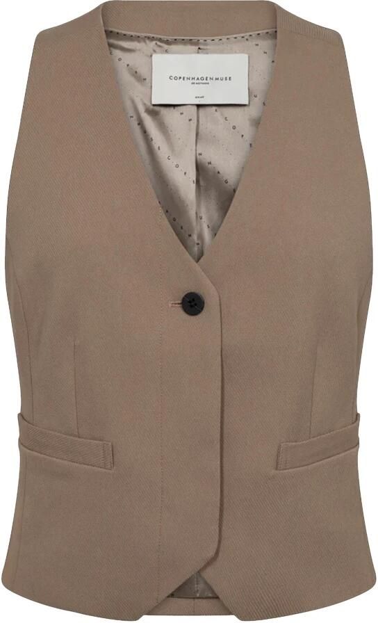 Copenhagen Muse Moderne Getailleerde Vest met V-Hals en Knoopsluiting Brown Dames - Foto 6