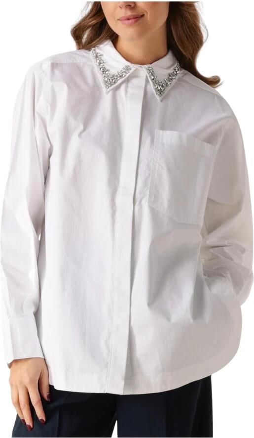 Copenhagen Muse Witte Katoenen Blouse met Speelse Kraag White Dames - Foto 7