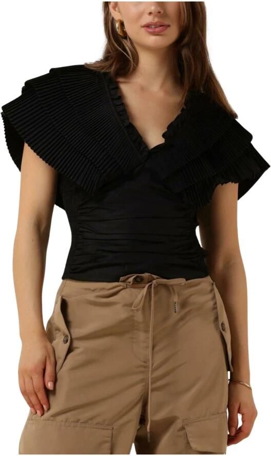 Copenhagen Muse Zwarte Geplooide Top voor Vrouwen Black Dames - Foto 3