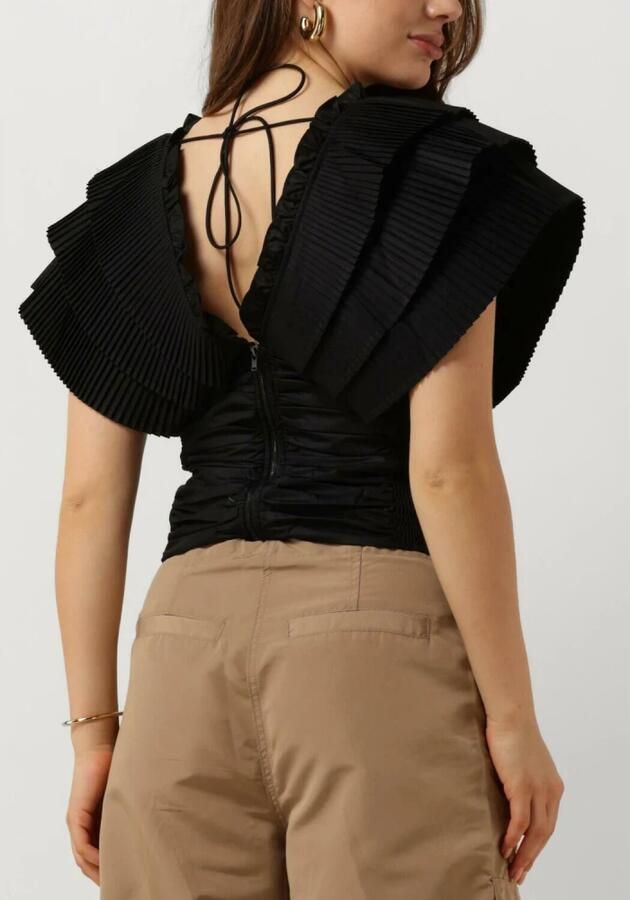 Copenhagen Muse Zwarte Geplooide Top voor Vrouwen Black Dames - Foto 2