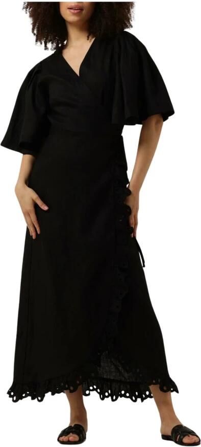 Copenhagen Muse Zwarte Linnen Maxi Jurk met Ruches Black Dames - Foto 3