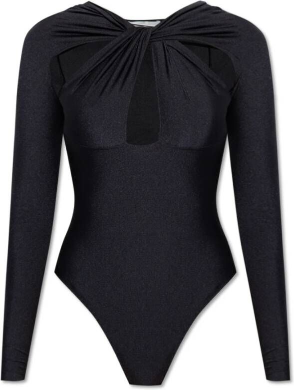 Coperni Zwart Twist Neck Bodysuit Topwear Black Dames