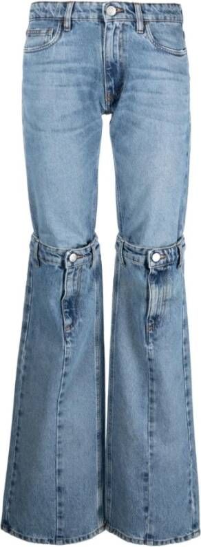 Coperni Flared Denim Jeans met Open-gebreide Panelen Blauw Dames