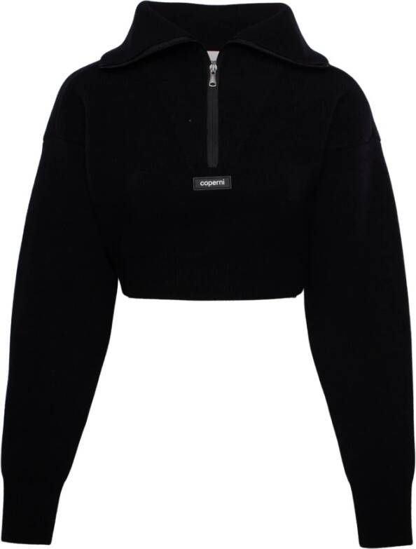 Coperni Zwarte Sweaters met Half Zip Boxy Stijl Black Dames