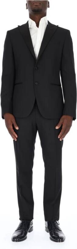 Corneliani 838Z57-9167428 jurk met één borsten in pure zwarte maagdwol Zwart Heren