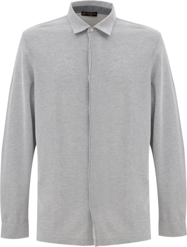 Corneliani Klassieke Lange Mouw Grijze Shirt Katoen Gray Heren