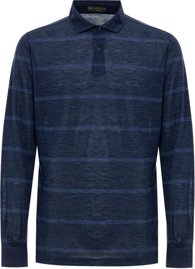 Corneliani Lange Mouw Polo Shirt Blue Heren