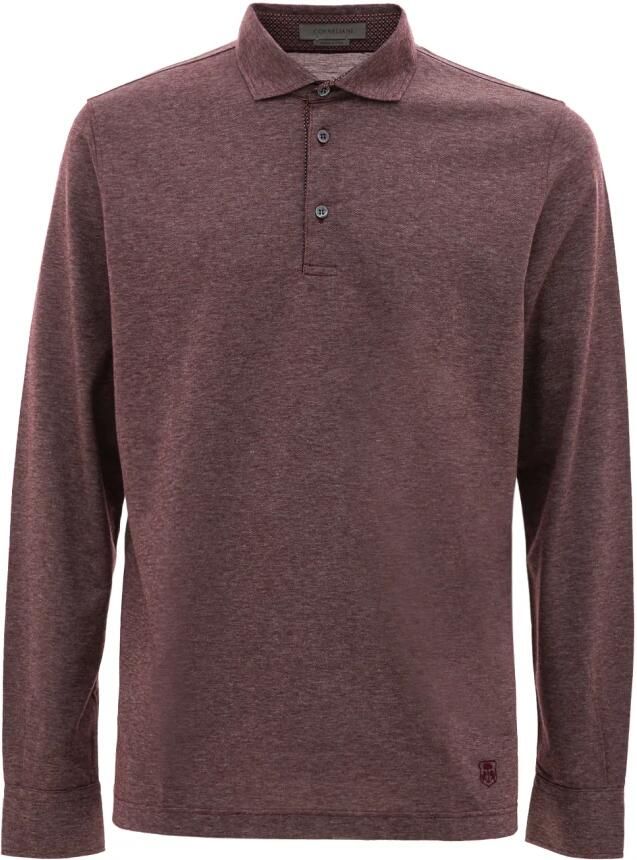 Corneliani Paarse polo met lange mouwen Purple Heren
