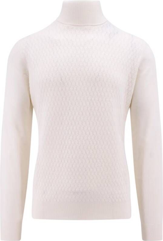 Corneliani Geometrische Turtleneck Sweater White Heren