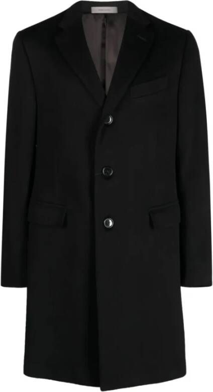 Corneliani Wollen jas met knoopsluiting Zwart Heren