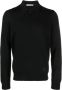 Corneliani Wollen Zip Polo Shirt 100% Virgin Wool Zwart Heren - Thumbnail 1
