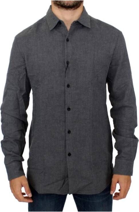 Costume National Gray cotton slim fit shirt Grijs Heren