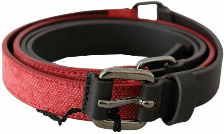 Costume National Roodbruin Leren Taille Riem met Zilveren Logo Gesp Brown Unisex